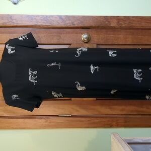 Vintage Connie Choi Black Safari Print Maxi Dress